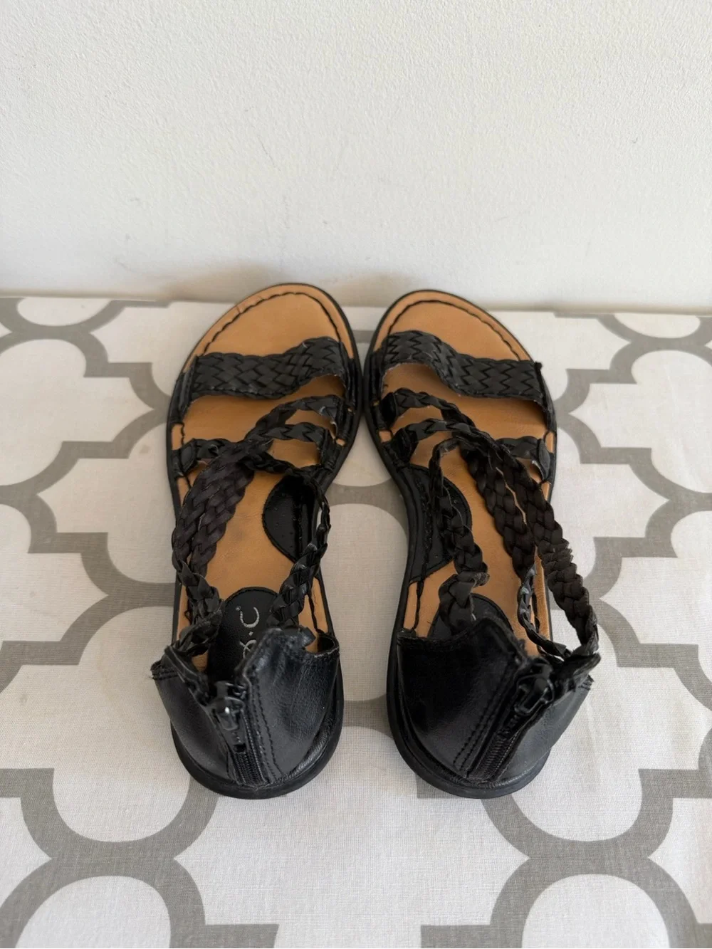 b.o.c. Black Braided Gladiator Sandals for Women